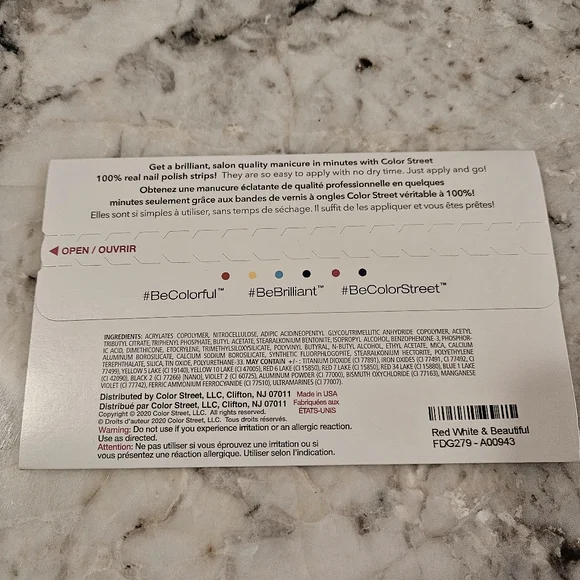 Color Street Nail Strips-Retired Red, White and Beautiful Glitter Overlay - Picture 3 of 4